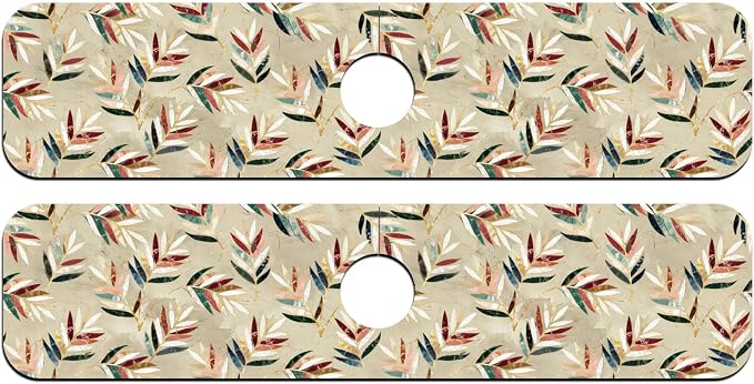 2 Pcs Kitchen Sink Splash Guard Faucet Mat Artistic Leaves Faucet Mat for Sinks Leaves Pattern Absorbing Drying Mats for Kitchen Bathroom, 23.6x5.5inch - Image 8