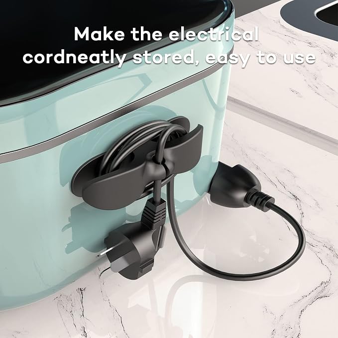 4PCS Cord Organizer For Appliances,UMUST Kitchen Appliance Cord Winder Holder, Cable Wrapper Stick Firmly for Coffee Maker Pressure Cooker Etc (Black) - Image 2