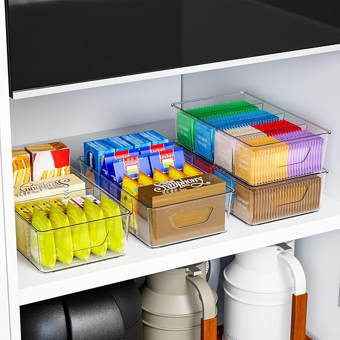 Stackable 6 Pack Snack Organizer for Pantry Shelf,Clear Pantry Organizers and Storage Bins for Fridge,Office,Cupboard,Plastic Pantry Snack Organizer For Breast Milk,Tea Bag,Food Storage Containers - Image 5