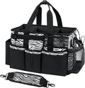 SCAVATA Wearable Cleaning Caddy, Cleaning Caddy Supplies Organizer with Handle & Shoulder Straps for Housekeepers, Under Sink & Car Cleaning Tool Organizers Bag with 4 Foldable Divider (ZebraStripe) by Tidyyourlife