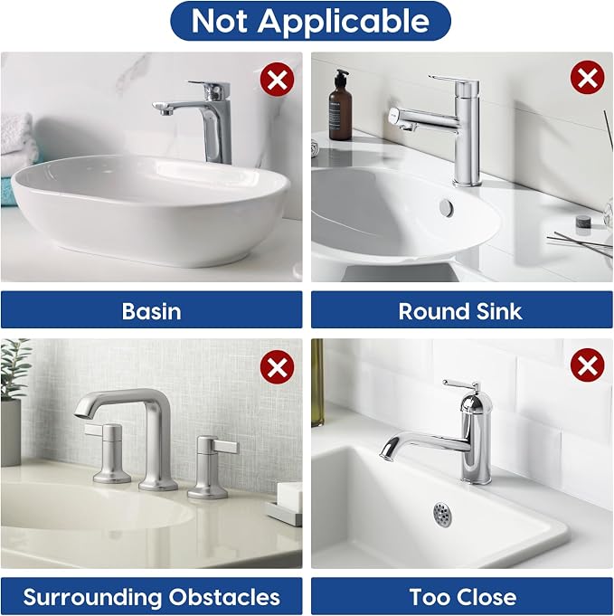24-Inch Silicone Faucet Mat for Kitchen Sink Splash Guard, 7° Slope | 24"x5.5" water draining mat with fasten button; 1.6-2.75" customizable hole for bathroom, RV & kitchen sink drip catcher. - Image 3