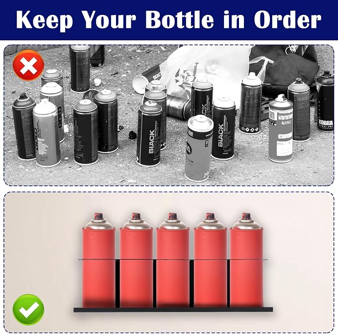 4-Pack 5 Holes Spray Can Holder Bottle Organizer Wall-Mounted Spray Paint Can Rack Organizer for Garage, Workshop & Home - Image 7