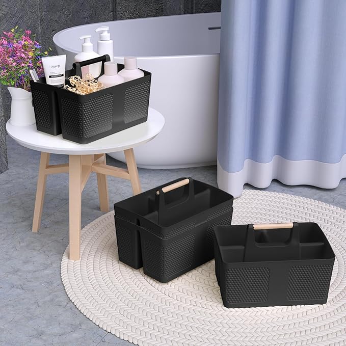 Shower Caddy Portable and Cleaning Caddy Organizer for Bathroom, Kitchen, Toiletries Storage ，Caddy organizer with handle, Rust-Resistant, Durable Material (Black, 9.36" L×7.73" W×7.24" H) - Image 5