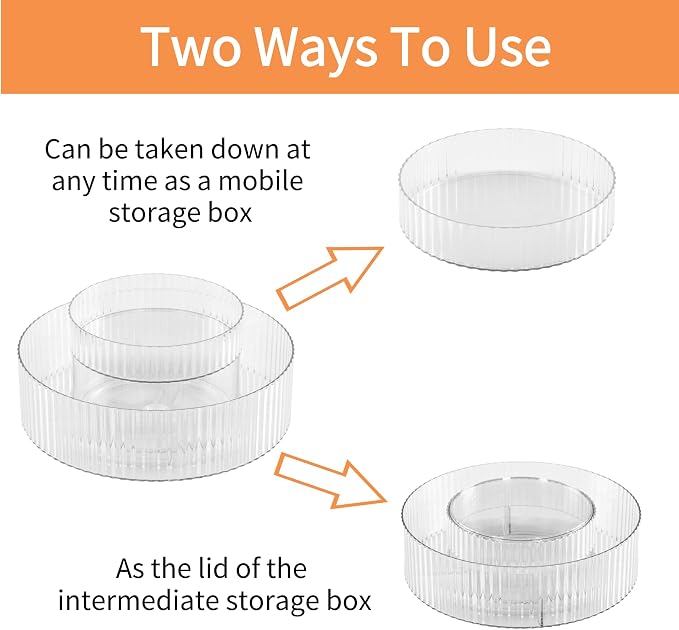 Plastic Lazy Susan Organizer,2 Tier Rotating Storage Turntable for Cabinet Clear Spice Rack,Makeup Spinning Organizer,Countertop Organizer for Kitchen,Pantry,Bathroom,Office - Image 4