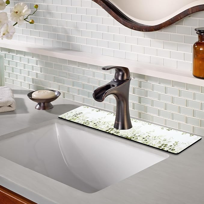 Sink Faucet Absorbing Mat, 2 Pack Drying Mat Around Faucet Sink Splash Guard Behind Faucet Sinkmat For Kitchen Bathroom Island Rv 24 * 5.5 Inch (60 * 14 cm) - Image 7