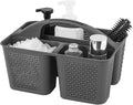 Plastic Portable Shower Caddy Basket with Handle, 3 Compartments, Dark Grey | Storage Organizer with Drain Holes, Sturdy and Durable For Bathroom, Kitchen, College Dorm, Sink, Camping by UUJOLY