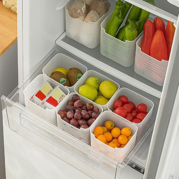 Refrigerator Organizer Box, Fridge Side Door Storage Containers Plastic Translucent Pack of 6 - Image 4