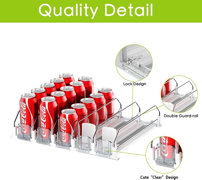 IBORING Drink Organizer for Fridge,Holds up to 15 Cans | Self Pushing Fridge Drink Organizer,Automatic Drink Dispenser for Fridge,Idea for fridge organizers and storage - Image 5