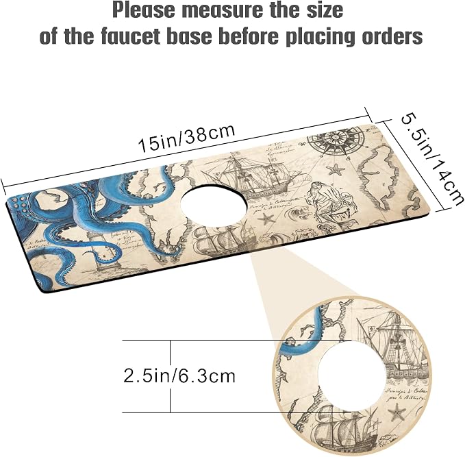 Sink Faucet Absorbing Mat, 2 Pack Drying Mat Around Faucet Sink Splash Guard Behind Faucet Sinkmat For Kitchen Bathroom Island Rv 15 * 5.5 Inch (38 * 14 cm) - Image 2