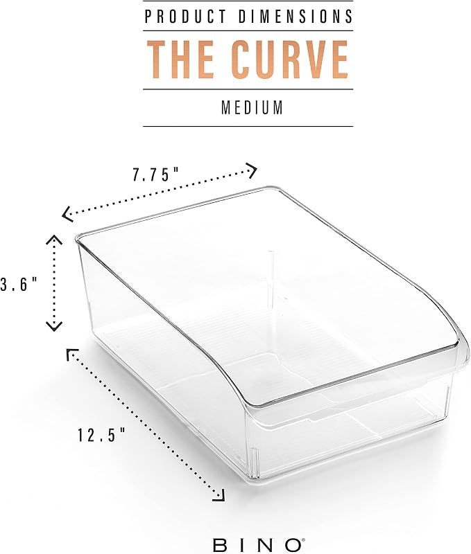 BINO | Plastic Storage Bins, Medium | THE CURVE COLLECTION | Multi-Use Organizer Bins | Storage Containers Kitchen, Pantry and Home Organization | Fridge Organizers | Pantry Organization and Storage - Image 3