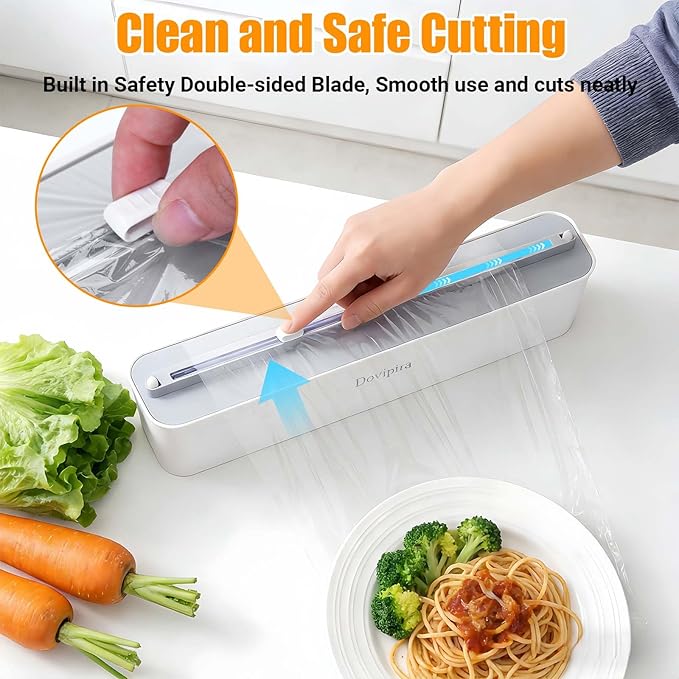Large Magnetic Plastic Wrap and Foil Dispenser with Cutter | Magnetic & Adhesive Mounting, Fits for Max 12.8In x 984Ft of Plastic Wrap, 12.8In x 328Ft of Foil & Parchment Paper - Image 6