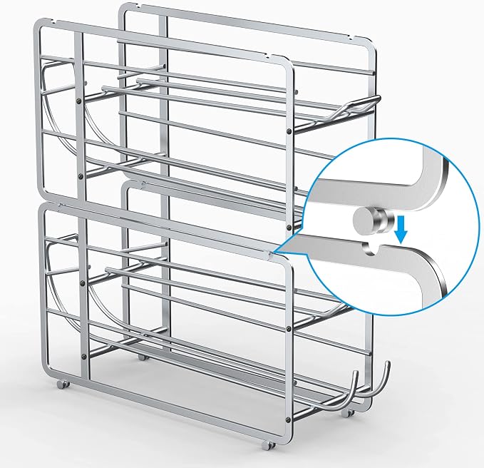 Canyave Soda Can Organizer Storage Rack, 2 Pack Stackable Beverage Soda Can Dispenser Organizer Holder for Refrigerator, Cabinet, Pantry (Silver) - Image 5