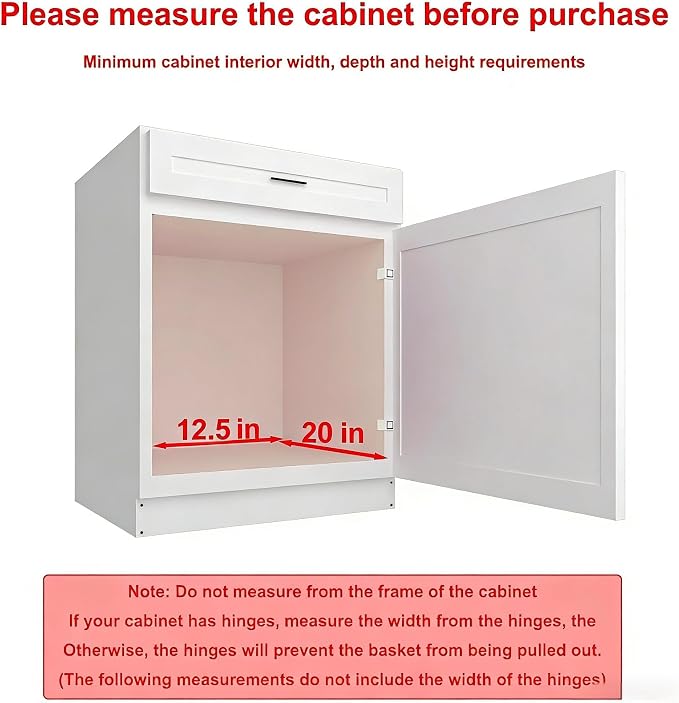 Sikarou Pull Out Cabinet Organizer, Heavy Duty Kitchen Cabinet Pull Out Shelves, Slide Out Wire Basket for Kitchen Cabinets, Bathroom, Pantry, Chrome Finish (11 * 17 in) - Image 3