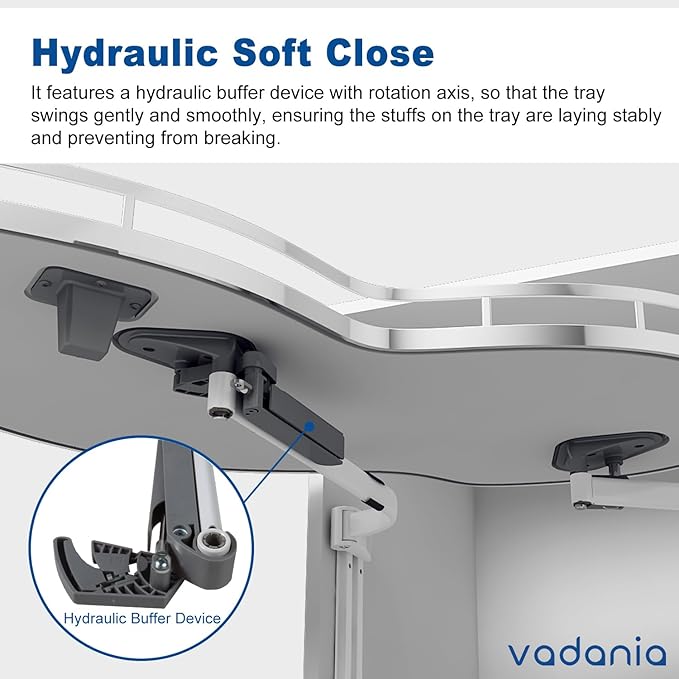 VADANIA Blind Corner Pull Out Organizer, 36" Right Swing Cabinet | 2-Tier Swing Tray, Soft Close, Right Hand Open, Space Saving Blind Corner Cabinet Design - Image 4