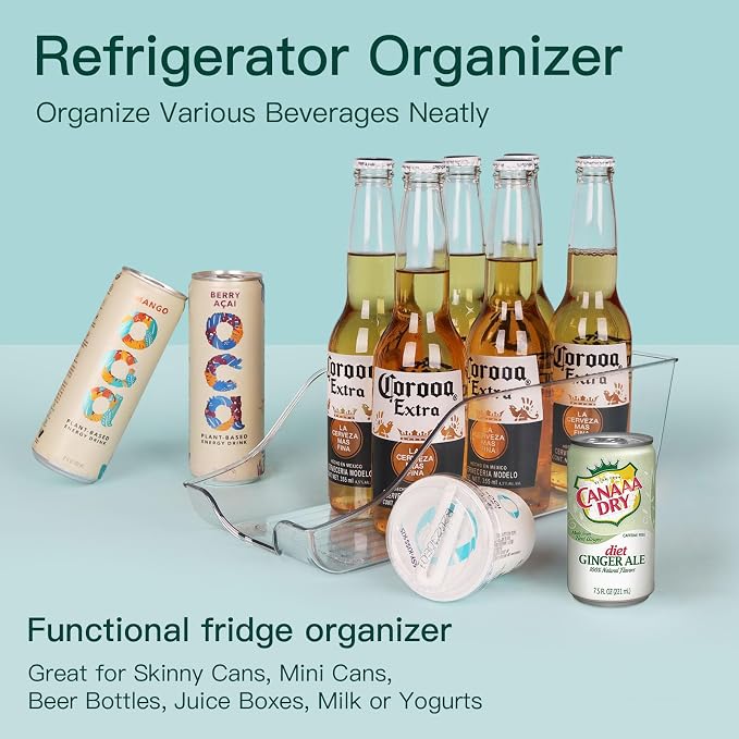 Refrigerator Organizer Bins Set of 4, Pantry Storage, Can Dispenser for Kitchen Cabinet or Counter-top, Fridge Beverage Holder, Clear - Image 5