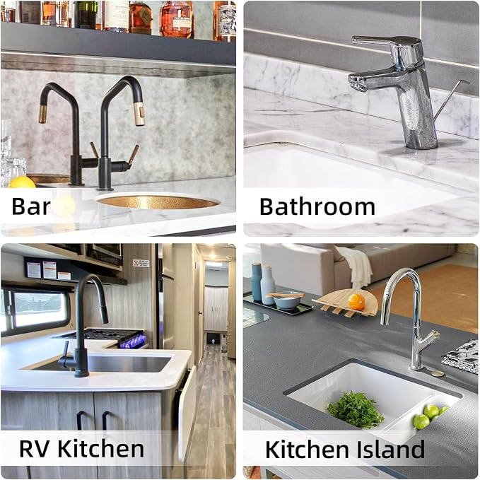 LOPNUR Cuttable Faucet Mat for Kitchen Sink, Extra Long 29 Inch, Black | Super Absorbent & Fast Dry Diatomite Sink Splash Guard, 0.8-2.4 Inch Adjustable Faucet Hole, Cut to Fit Bathroom & RV Sinks - Image 8