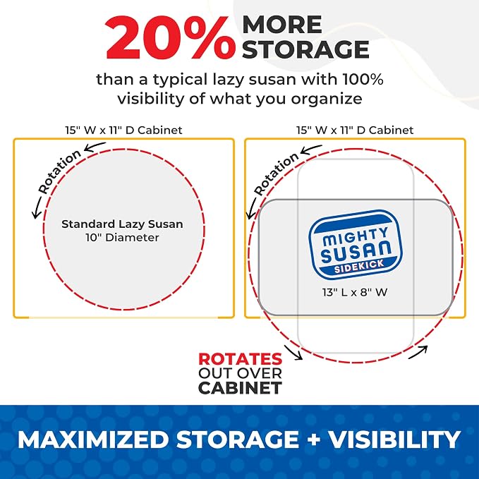 1-Tier Lazy Susan Organizer for Cabinet, Steel Reinforced | Steel-Reinforced Single Shelf, Holds Up to 30 lbs, Magnetic Detent, Non-Slip Silicone Mat, BPA-Free, Patented USA Design - Image 5