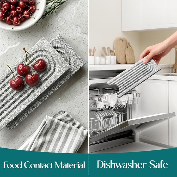 Stone Faucet Mat for Kitchen Sink, Diatomite Stone Drying Mat for Kitchen Counter, 2026 Upgraded Dishwasher-Safe & Ultra Absorbent, Food-Grade Stone Dish Drying Mat for Bottles & Utensils (20" x 3.9") - Image 2