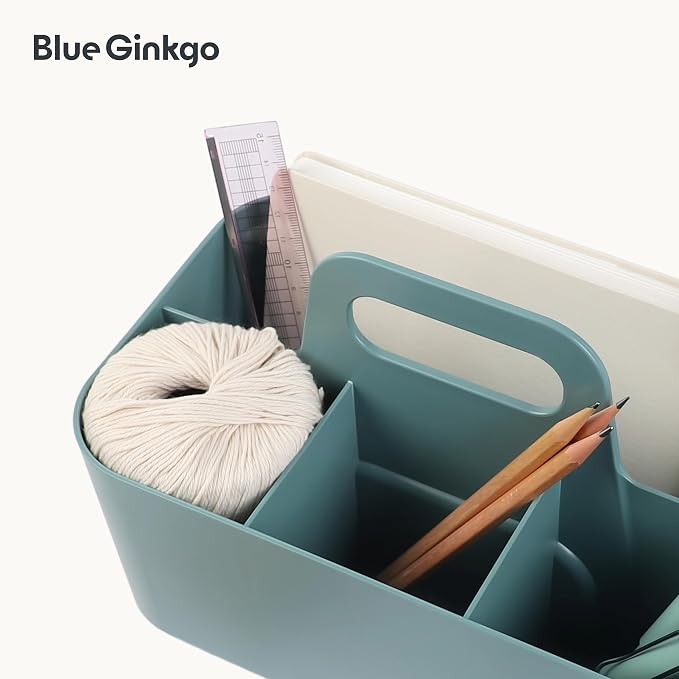 BLUE GINKGO Stackable Organizer Caddy, Rectangle, Green, Made in Korea | Portable. Adjustable. Home, Office & School Storage. - Image 7
