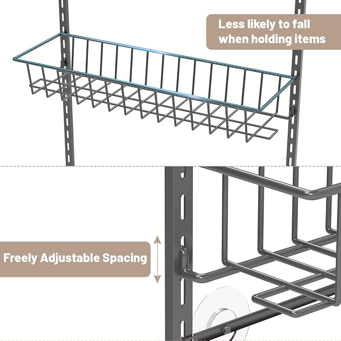 ElegantArray 10-Tier Pantry Door Organizer, Deep Gray | Over The Door Pantry Organizer Rack and Storage, Hanging Spice Rack Shelves Door, Home Office Laundry Room Bathroom & Kitchen - Image 3