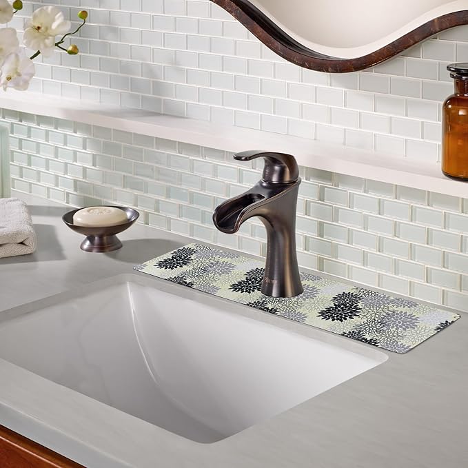 Sink Faucet Absorbing Mat, 2 Pack Drying Mat Around Faucet Sink Splash Guard Behind Faucet Sinkmat For Kitchen Bathroom Island Rv 24 * 5.5 Inch (60 * 14 cm) - Image 3