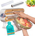 APSARAS USA Magnetic Plastic Wrap Dispenser with Cutter, 3 in 1 Aluminum Foil wrap Organizer, Practical Refillable Cling Wrap Film Cutter, Wall Mount Kitchen Wrap Dispenser, Include 2 * 12" Rolls by FLYINGAPSARAS