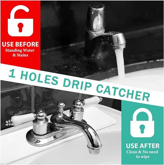 Tioncy 2 Pcs Faucet Mat Sink Splash Guard Oval-hole Oval Splash Pad for Kitchen Sink Oval Base Diatomite Faucet Mat for Bathroom Absorbent Mat Splatter Screens (White) - Image 4