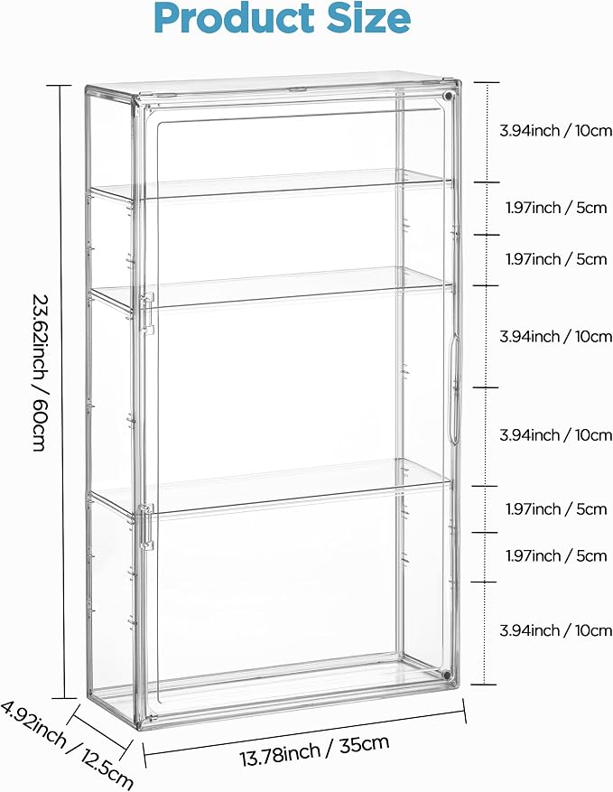 HBlife Baby Bottle Storage Organizer for Wall Countertop Cabinet, 4 Tiers Adjustable Clear Acrylic Bottles Storage Station Case Box Container with 3 Removable Dividers and Magnetic Door, Large - Image 4