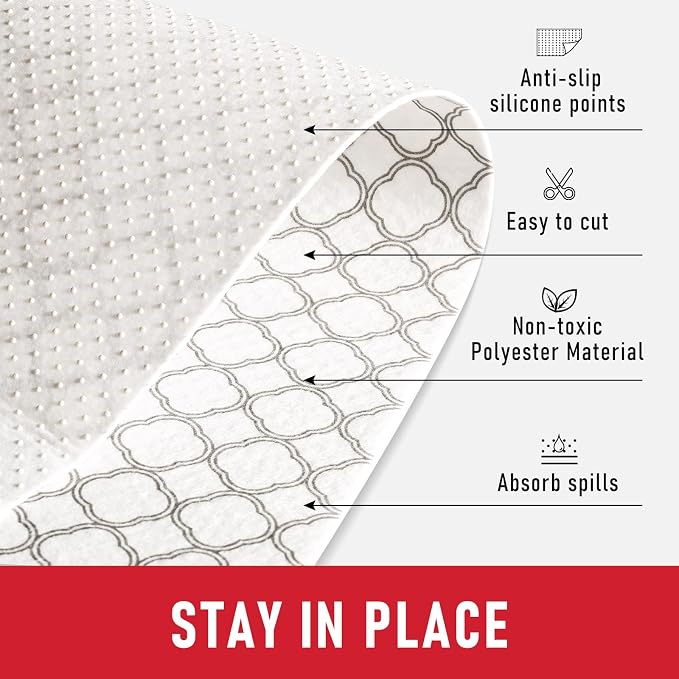 Cooyes Non Slip Refrigerator Liners, 2 in 1 Absorbent Fridge Liners and Fresh Mats Machine Washable, Refrigerator Shelf Paper for Glass Shelves Kitchen Cabinet Drawer, 17.7" x 360" - Image 9