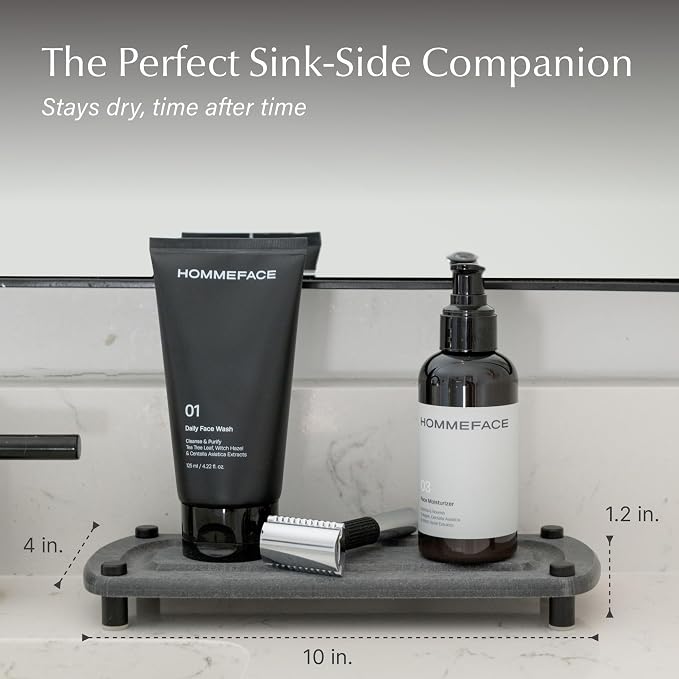 Dorai Home Stone Kitchen Sink Caddy - Diatomaceous Earth Sink Tray with Stainless Steel Feet, Water-Absorbing Countertop Organizer for Kitchen or Bathroom - Slate - Image 4