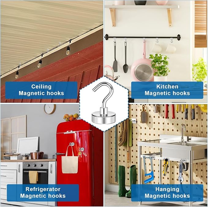 LOVIMAG Magnetic Hooks, Cruise Essentials 2026, 15 Pack-30LBS | Heavy Duty Strong Magnet Hook for Cruise Cabin, Refrigerator Fridge, Ship, Classroom, Kitchen Grills, Silver - Image 3