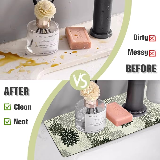 Sink Faucet Absorbing Mat, 2 Pack Drying Mat Around Faucet Sink Splash Guard Behind Faucet Sinkmat For Kitchen Bathroom Island Rv 24 * 5.5 Inch (60 * 14 cm) - Image 5
