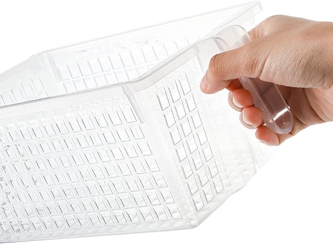 4 Pack Plastic Storage Bins with Handle, BPA-Free Kitchen Pantry Cabinet Refrigerator Food Storage Organizer for Snacks, Food, Produce, Pasta - Image 2