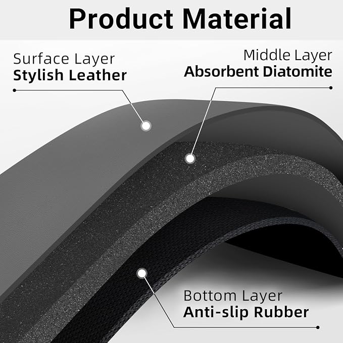 LOPNUR Cuttable Faucet Mat for Kitchen Sink, Extra Long 29 Inch, Dark Grey | Super Absorbent & Fast Dry Diatomite Sink Splash Guard, 0.8-2.4 Inch Adjustable Faucet Hole, Cut to Fit Bathroom & RV Sinks - Image 4
