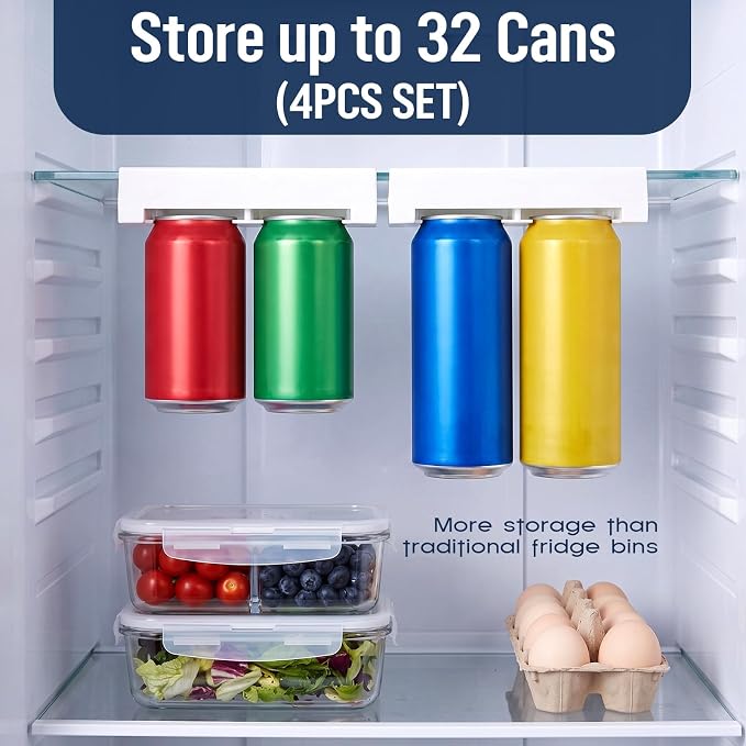 Novabright 4 Pack Hanging Soda Can Organizer Pull out Drawer Can Holder Space Saving Storage Rack for 2 Inch Beverage Drink Beer Seltzer Fridge Freezer - Image 6