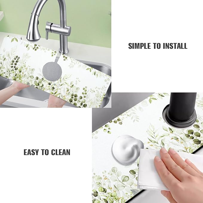 Sink Faucet Absorbing Mat, 2 Pack Drying Mat Around Faucet Sink Splash Guard Behind Faucet Sinkmat For Kitchen Bathroom Island Rv 15 * 5.5 Inch (38 * 14 cm) - Image 4
