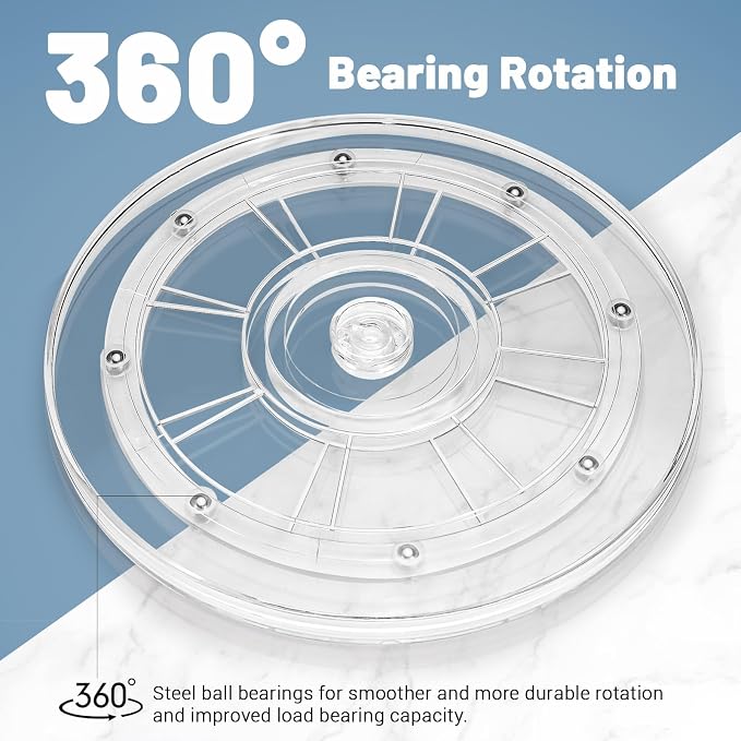 9 Inch Plastic Lazy Susan Turntable, 360° Clear Turntable Organizer, Transparent Ball Bearing Rotating Swivel Spinning Tray Plate for Refrigerator Table Spice Cake - Image 4