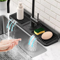 17.7'' Folding Faucet Mat for Kitchen Sink Splash Guard[7° Slope Fast Self-draining][Snap Lock Fit] Kitchen Sink Faucet Mat Splash Guard Kitchen Sink Area Water Splash Guard Behind Faucet Draining Mat by Snoquir