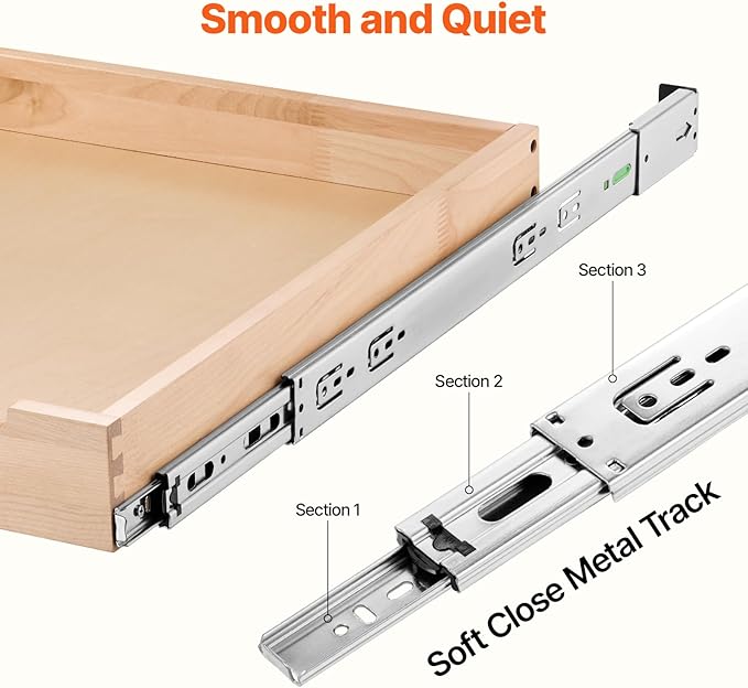 VEVOR Pull Out Cabinet Organizer, 20"W x 21"D Cabinet Drawer, Soft Close Slide out Shelf, Heavy-Duty Sliding Wood Drawer, Bottom Mount Size（20.5"W x 23"D）and Side Mount Size（21"W x 23"D） | Heavy-Duty Sliding Shelf with Bottom or Side Mounting for Organ... - Image 3