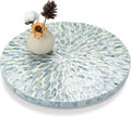 Reallnaive Mother of Pearl Lazy Susan for Table Turntable Organizer Marble Patterned Lazy Susan Wood Spinning Tray Rotating for Kitchen Cabinet Spice Pantry 12 Inch(Round,Blue Floral Petal) by Reallnaive
