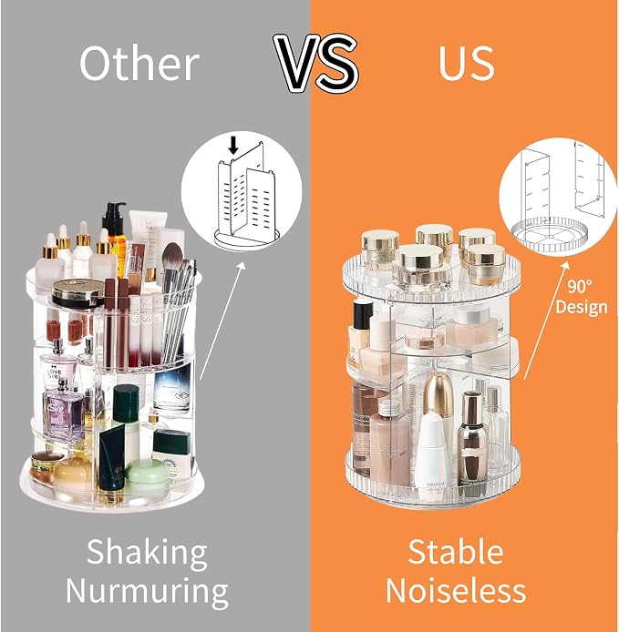Clear Rotating Makeup Organizer,8 Adjustable Layers Vanity Organizer Skincare Storage,Cosmetic Display Case 360° Stabilizly Spinning Multi-Function Storage for Bathroom and Bedroom Countertop - Image 3