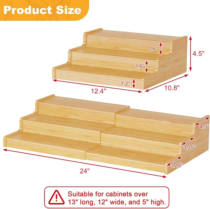 Expandable Bamboo Can Rack Organizer for Pantry, 3-Tier Adjustable Can Storage Holder, Soda Organizer Holds Up to 24 Cans, Canned goods Storage Display for Pantry, Cabinet, Countertop (patent pending) - Image 6