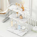 Bathroom Organizer Countertop Perfume Organizer Makeup Organizer Cosmetics Storage Display Rack Vanity Tray Dresser Stainless Steel Gold Shelf White Marble Ceramic Tray by Dobbyby