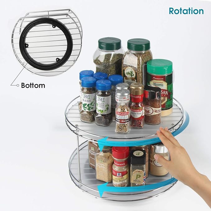 J JACKCUBE DESIGN 2 Tier Lazy Susan Turntable Cabinet Organizer - Rotating Spice Rack Storage Container - Medicine Storage Holder for Cabinets, Pantry, Fridge, Countertops - MK533A - Image 5