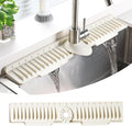 24" Silicone Sink Mat for Kitchen(Released in 2026), 2 PCS Beige | 8° Slope for Quick Self-draining, Sink Splash Guard Behind the Faucet, Narrow Water Splash Guard, for Kitchen&Bathroom Area by Unknown