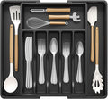 Lifewit Extra Large Silverware Drawer Organizer, Expandable Utensil Tray | BPA Free Flatware Cutlery Holder for Kitchen, Adjustable Plastic Storage for Spoons Forks Knives, 13-22.4 x 16.7", Black by Lifewit