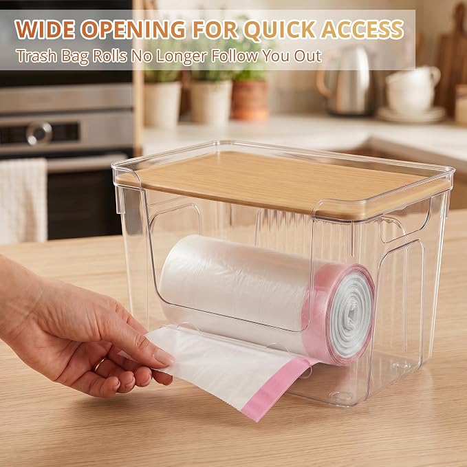 CANTAMI Plastic Trash Bag Dispenser with Lids, Stackable, 4Pack, 4XL | Clear Trash Bag Organizer for Kitchen, Laundry Room, Under Sink Organization and Storage - Image 4