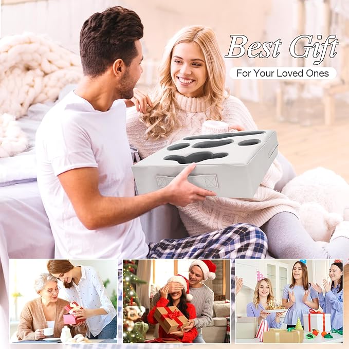 Couch Cup Holder Pillow Tray - Sofa Drink Cup Holder Cozy Buddy | Bed Caddy Organizer for Remote, Snacks Beverage, Phones, Tablet | Use it on Car, Pack, Beach, RV, Boat, Bedroom (Silvergrey) - Image 9