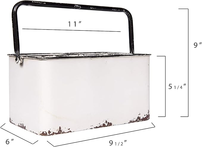 Creative Co-Op Distressed White Metal Caddy with 6 Compartments - Image 2