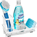 Consumest Sponge Holder for Kitchen Sink - Sink Caddy Organizer with Removable Drip Tray for Countertop Dish Soap Dispenser Brush Storage Kitchen Accessories 304 Stainless Steel, White by Consumest